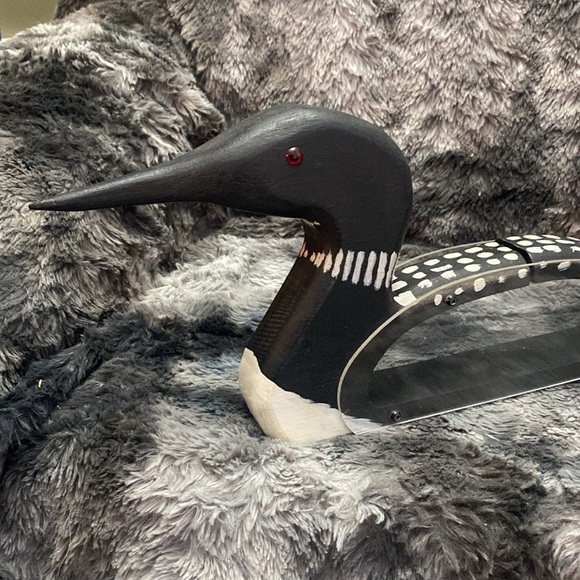 Hand Painted Wooden Loon Coin Bank with Plexiglass Vintage - Picture 2 of 16